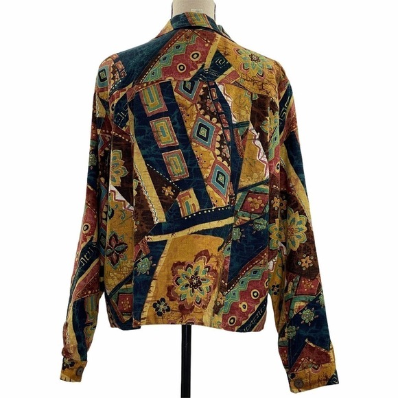 COLDWATER Creek Printed Button Down Jacket Large - Picture 4 of 11